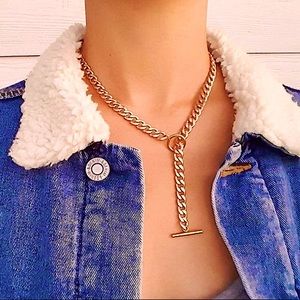 18KGF curb chain toggle necklace